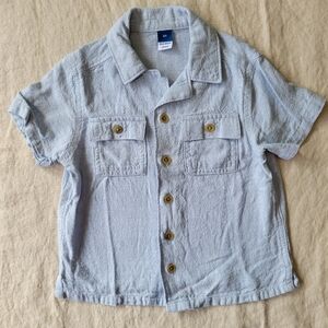Linen Blend Light Blue Button-up Shirt 3T